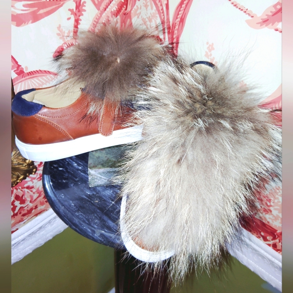 Max Mara Weekend Fox Fur Leather Sneakers Sz 7
